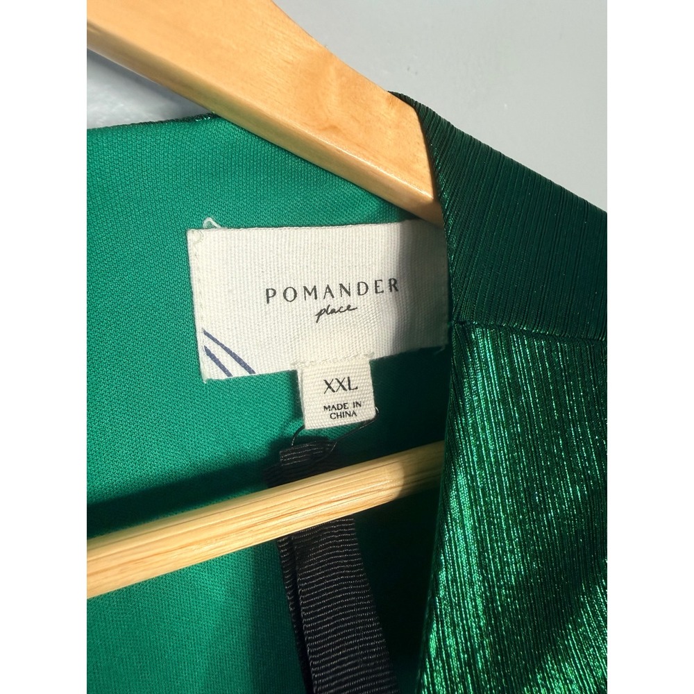 POMANDER PLACE Crinkle Lurex Lillith Maxi Dress Emerald Green XXL NWT - Picture 4 of 8